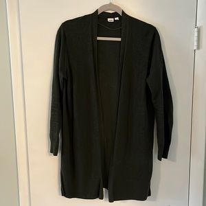 GAP Dark Heathered Green Long Open Front Cardigan